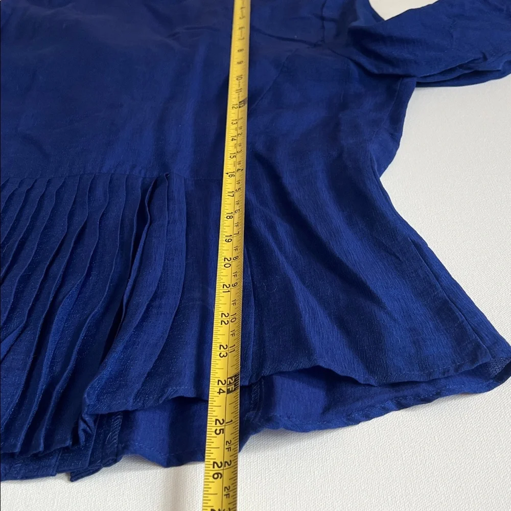 Coldwater Creek Royal Blue Button Down Ruffle Front Blouse - PL - Picture 9 of 10